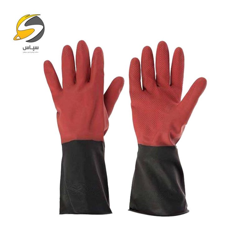 دستکش ایمنی صنعتی لاستیکی استادکار دو رنگ