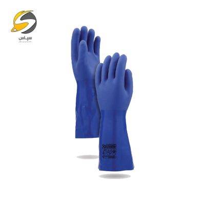 دستکش ایمنی PVC 45 سانتی متری سانکس آبی