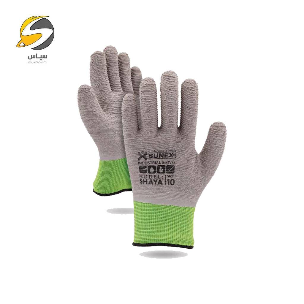 sunex-gloves-shaya دستکش ایمنی تمام لاتکس چروک سانکس مدل شایا